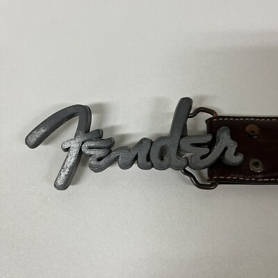 Vintage Fender Guitar Belt Brown Leather Ash Suede Metal 