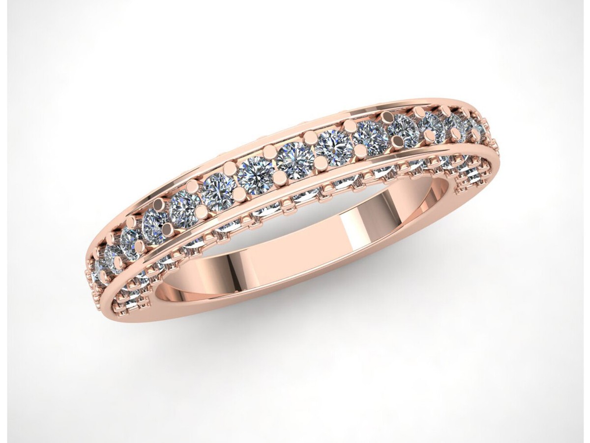 Round Cut Natural Diamond Ladies Wedding Band Ring Solid