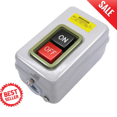 AC 220V/380V Push Button Switch On/Off Start Stop Switch 3 Phase Self Lock...