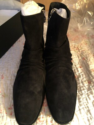 $950 new AMIRI Stack Leather Sole Boot Suede Chelsea Black EU 45