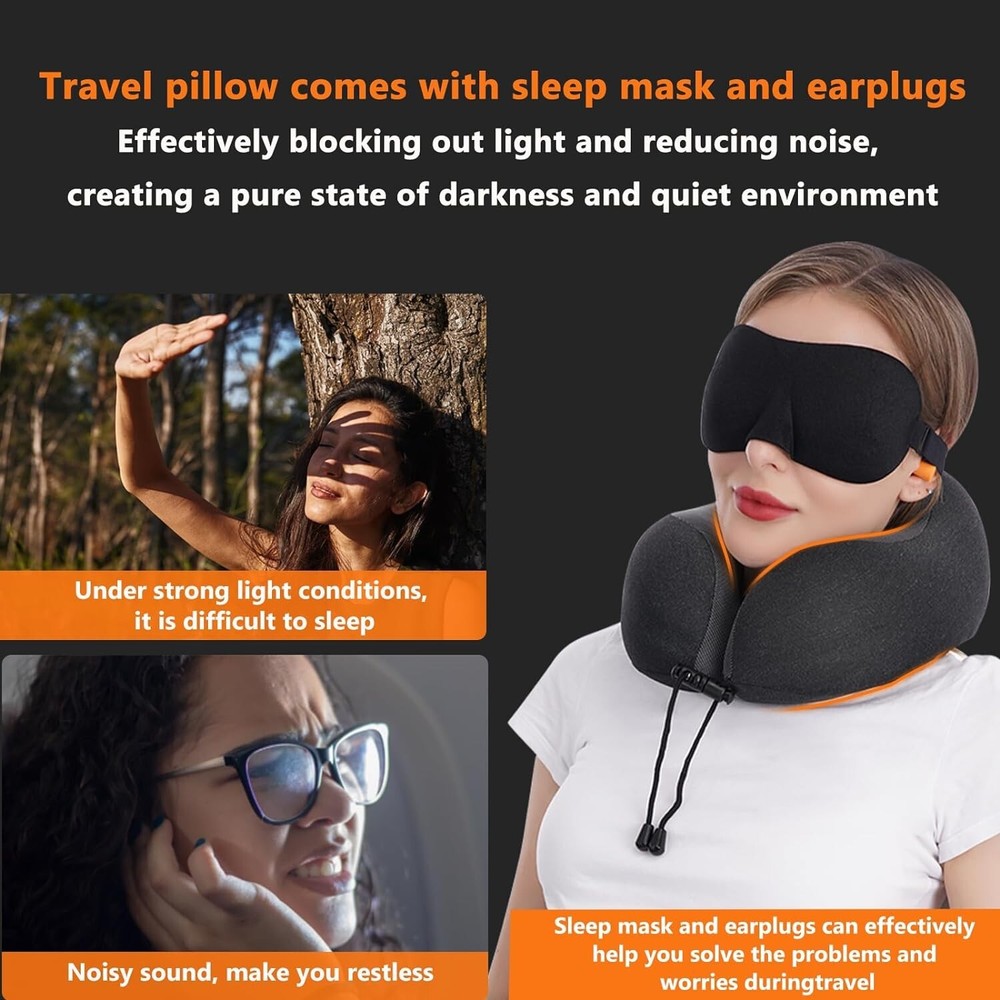 MLVOC 100% Memory Foam Travel Pillow Neck Support Breathable Bx11