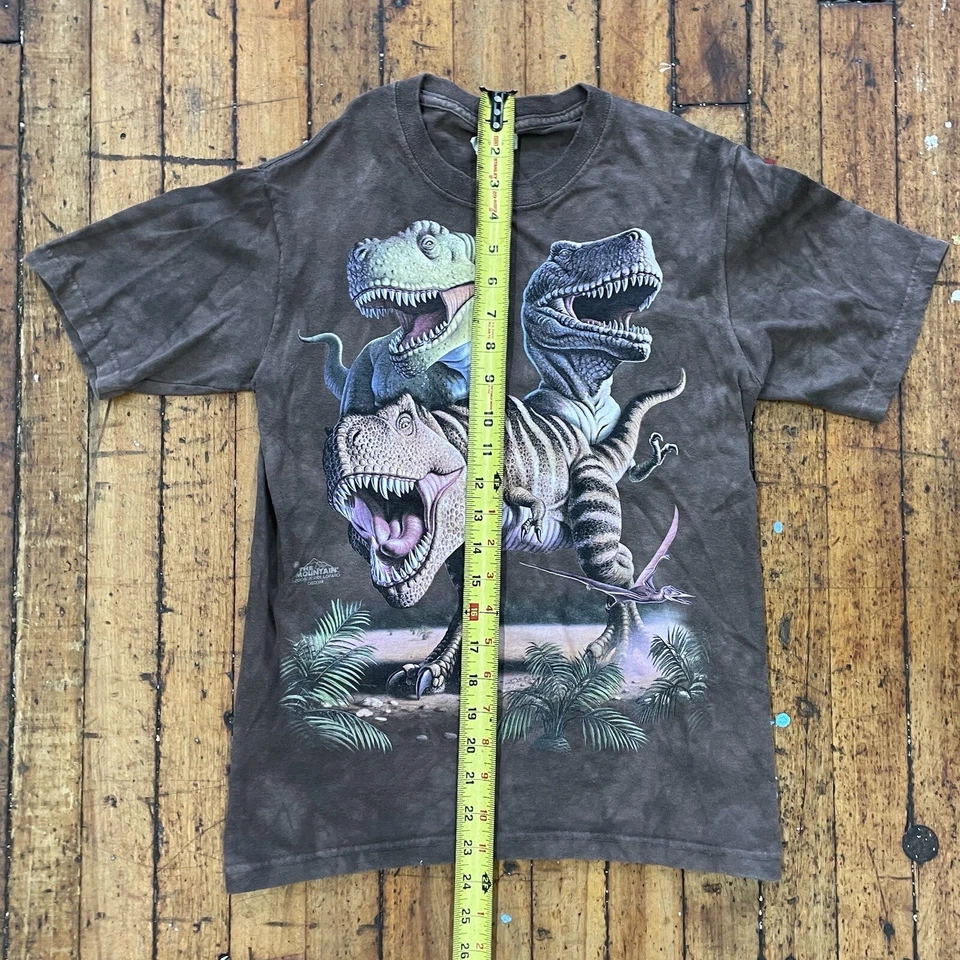 2009 ~ LA MONTAÑA ~ DINOSAURIOS RUGIENTES ~ Camiseta grande marrón juvenil Jerry Lofaro Foto 3 de 4