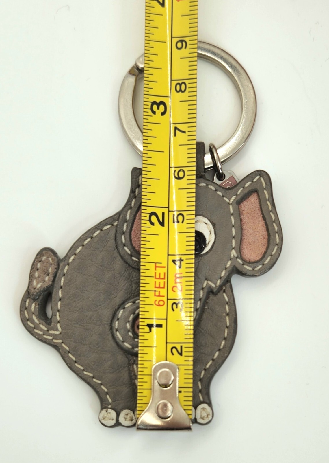 Coach Leather Elephant Keyring Bag Charm Grey Pink Wh… Gem