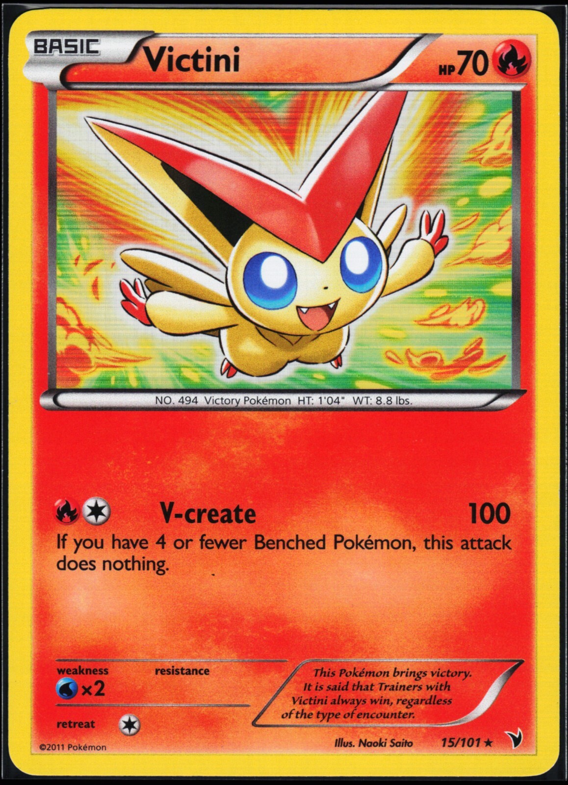Pokemon Card - Victini 15/101 Rare Noble Victories Holo Rare