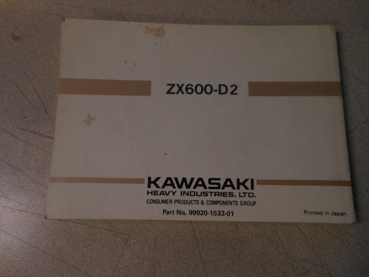 Kawasaki Motorcycle Owners Manual ZX600 D2 99920-1533-01 | eBay
