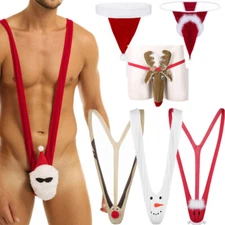 Sexy Men Mankini Jockstrap Underwear G-string Thong Briefs Christmas Bodysuit