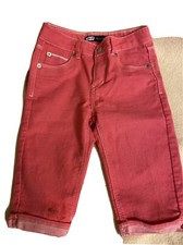LEVI'S Girls Pink Cotton Stretch Skimmer Crop Jeans Capri Pants Shorts Sz 6X Reg