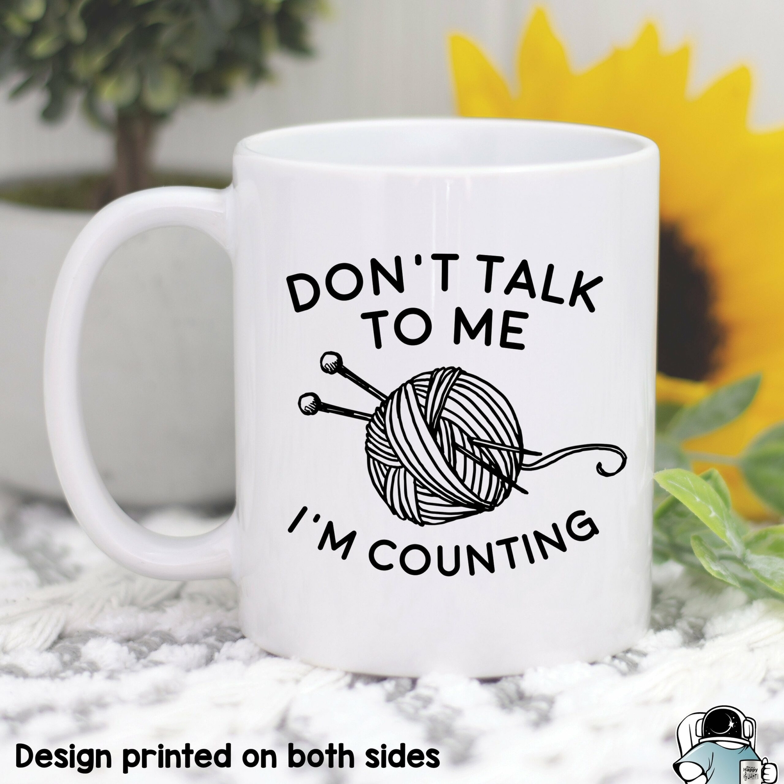 Counting Knitter Coffee Mug Cute Knitting Gift Novelty Tea Cup
