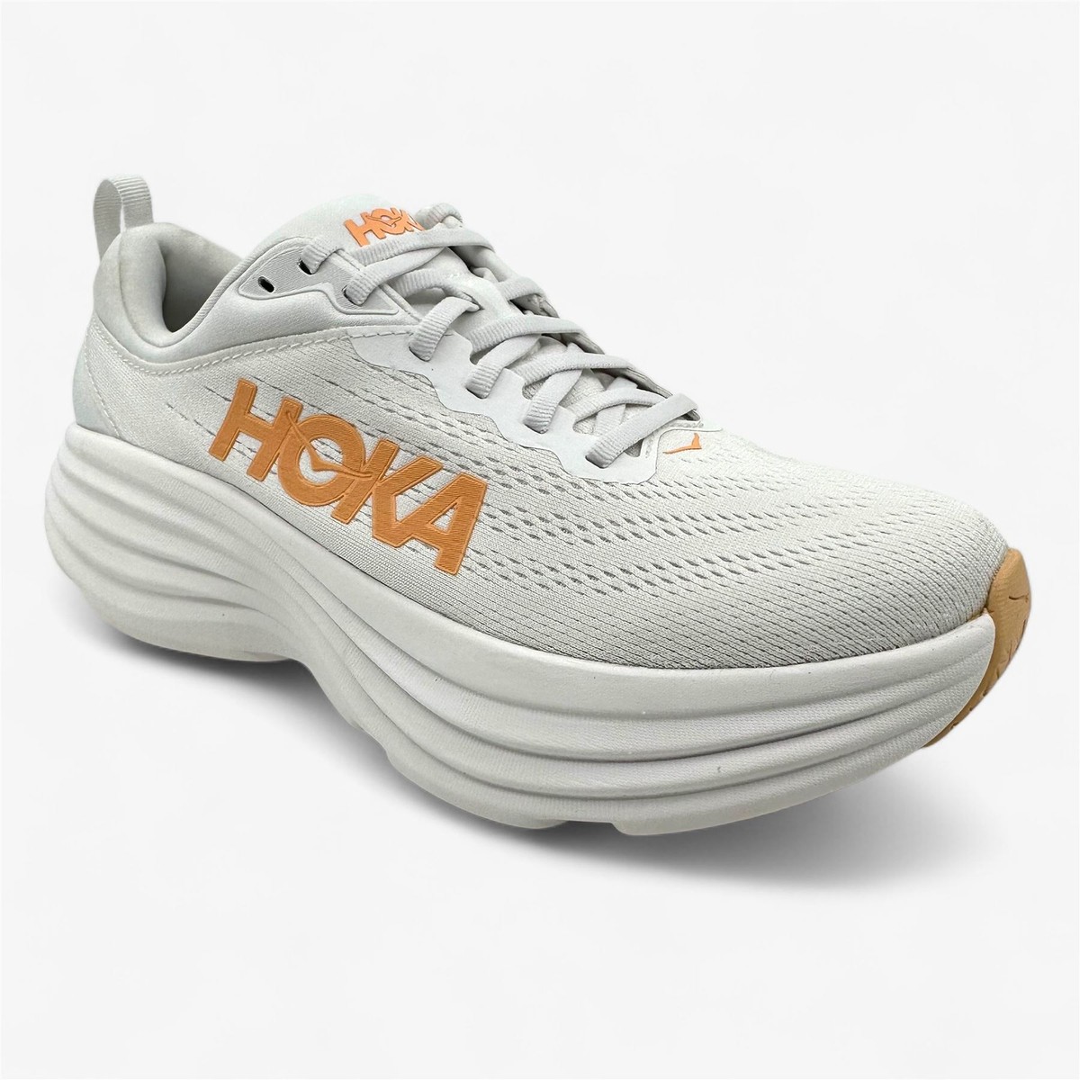 Hoka One One Bondi 8 White Orange Womens Athletic Max