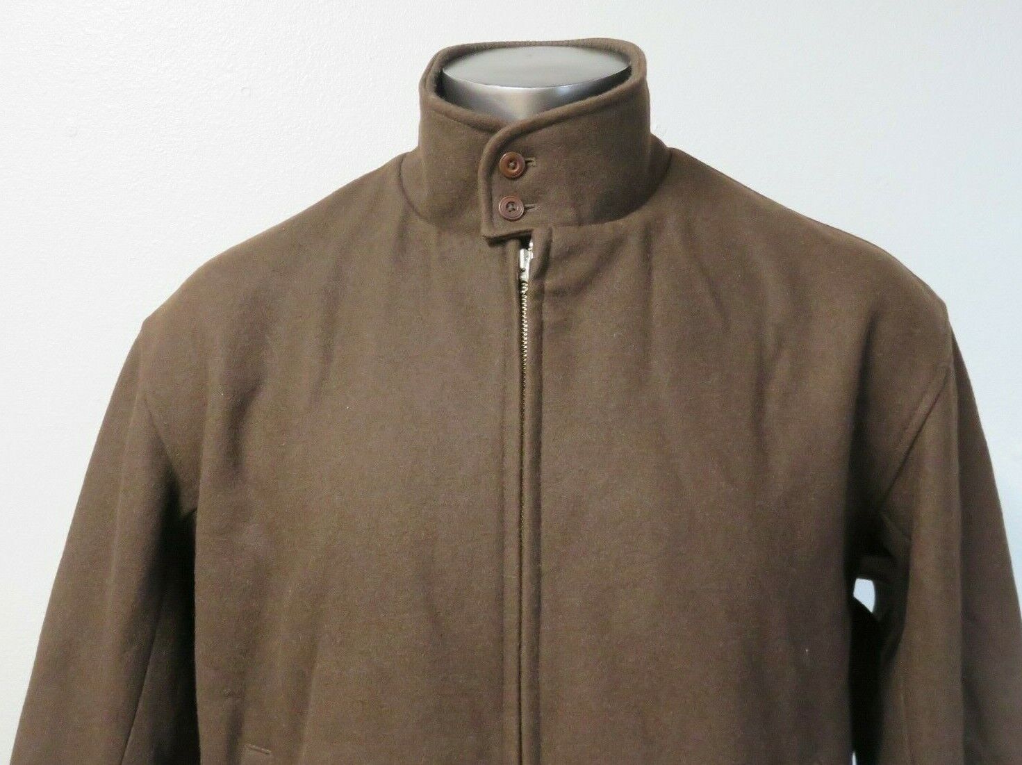 Mens Evergreen Expert Makers Melton Bomber Jacket Wool Brown Size M