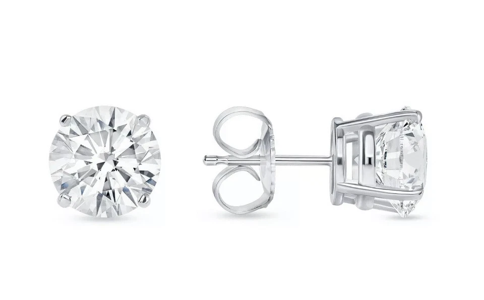 4.00 Ct Round Cut VVS1/D Lab Created Solitaire Stud Earrings 14K White Gold 8mm - Image 2 of 4