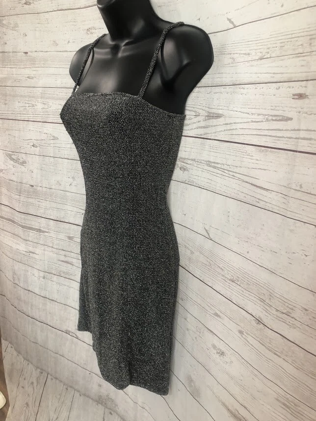 H M Divided Black Silver Sparkle Sleeveless Dress Women s Size XS