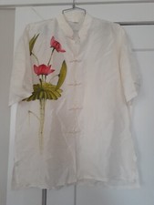 Silk Hand Painted Cheongsam Blouse Size L