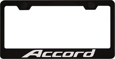  Black Accord License Plate Frame Cover Holder Stainless Steel w/ Caps