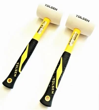 2 TOLSEN 16oz PROFESSIONAL WHITE RUBBER HEAD MALLET HAMMER FIBERGLASS 25175
