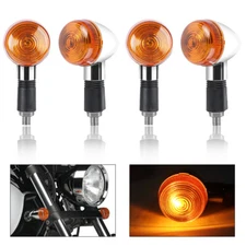 4x Motorcycle Turn Signal Blinker Indicator Light Amber Chrome Bullet Front Rear