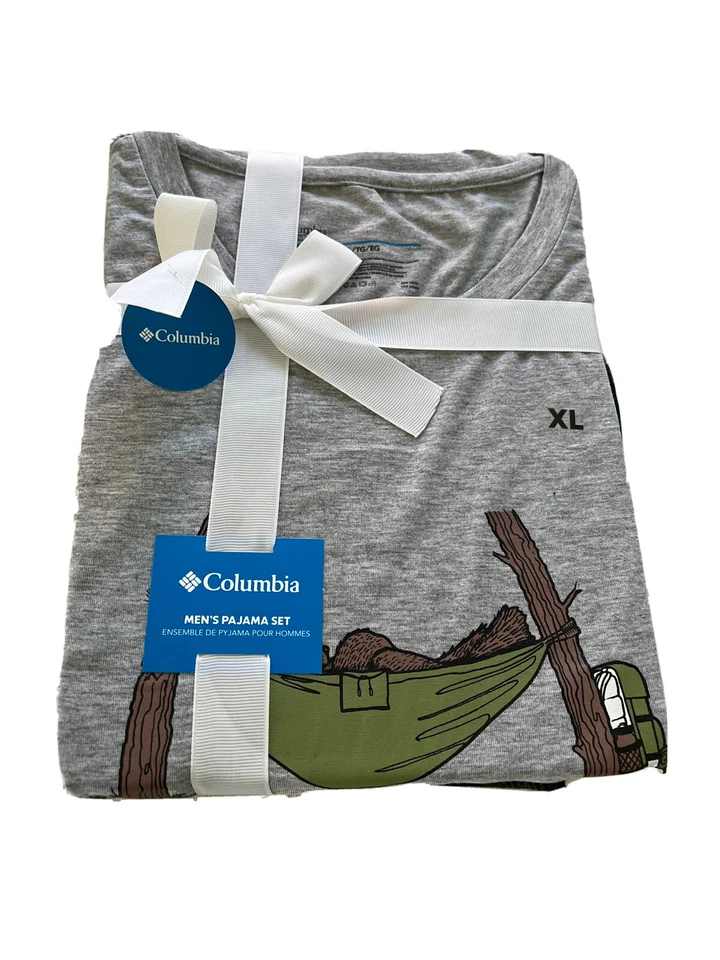 Conjunto de ropa de dormir suave tejido pijama Columbia para hombre - gris claro jaspeado - talla: X grande Foto 4 de 4
