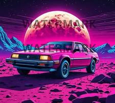 Digital Photo Image Vintage Poster Cosmic Car AI Art  Picture Wallpaper Desktop