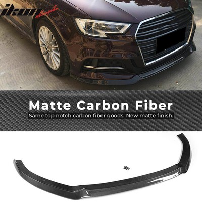Fits 17-18 Audi A3 S-Line S3 Hatchback Front Bumper Lip - Matte Carbon Fiber