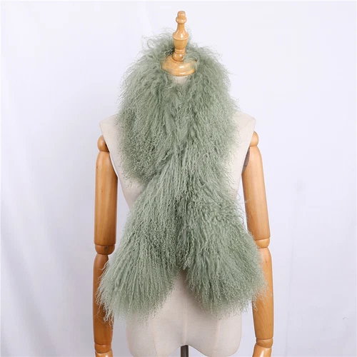 Women Real Mongolian Lamb Fur Scarf Shawl Double Side Lamb Neckerchief Wraps - Picture 2 of 28