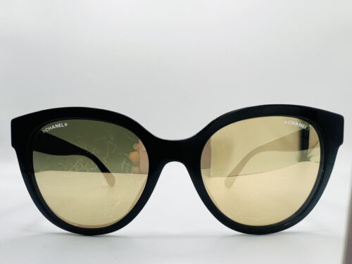 *Rare* CHANEL Sunglasses Black Frame Gold Mirror Lens CH5410/A71306 + Case + Box