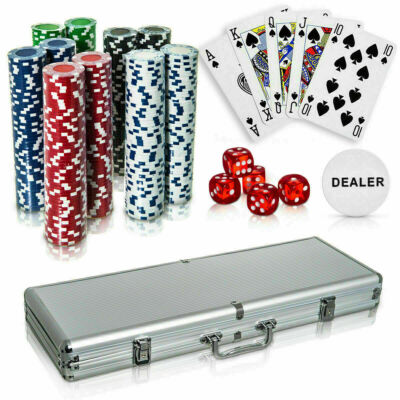 Poker Set 300 500 Teile Laser Chips Texas Hold Em Karten Würfel Decks Casino Spiel UK