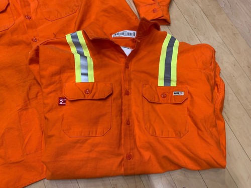 REED FR Orange Long Sleeve 2112 HRC 2 Reflective Safety Shirt SZ 4XL EUC Lot - Picture 2 of 11
