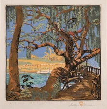 Gustave Baumann  : Live Oak New Braunfels : Archival Quality Art Print
