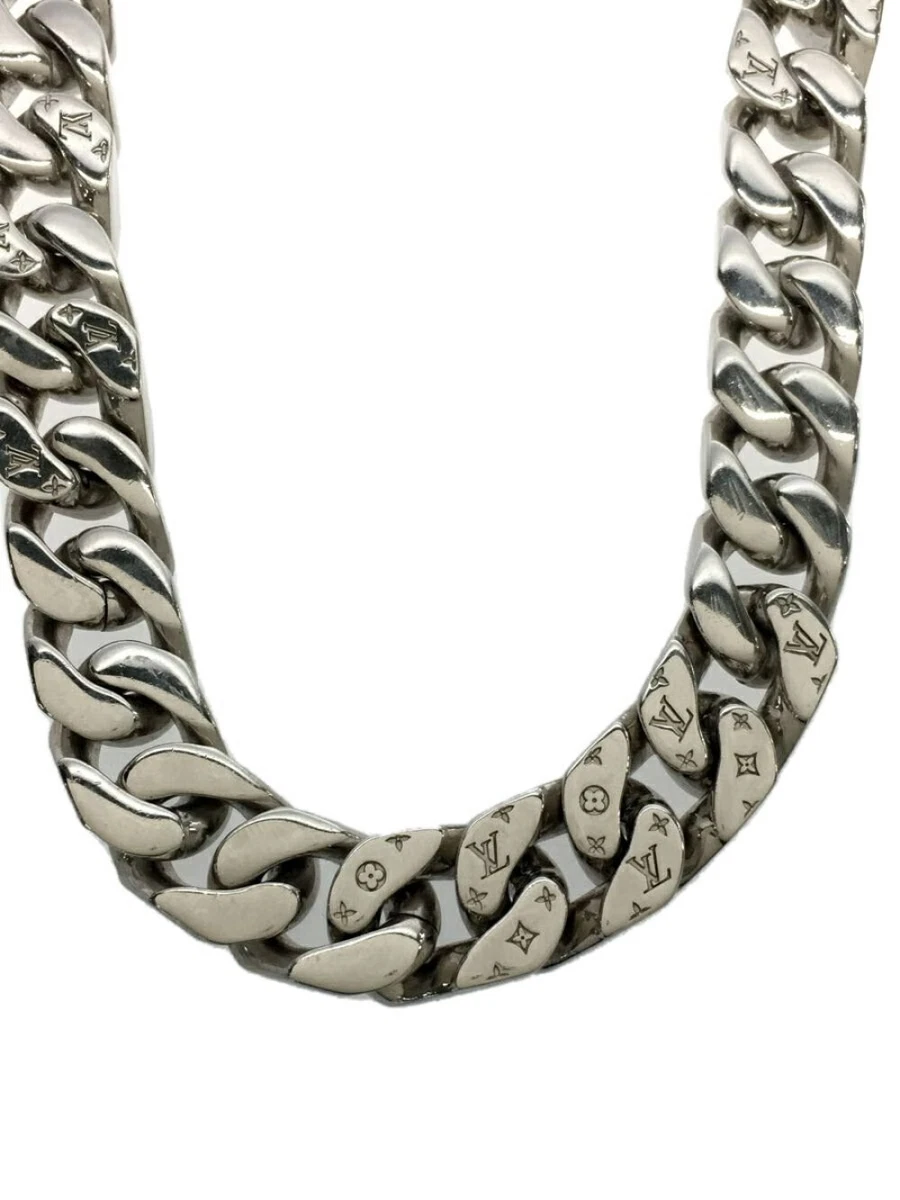 Pre-owned Virgil Abloh Authentic Louis Vuitton Lv Chain Link Cuban Necklace  Men M69987 In Silver