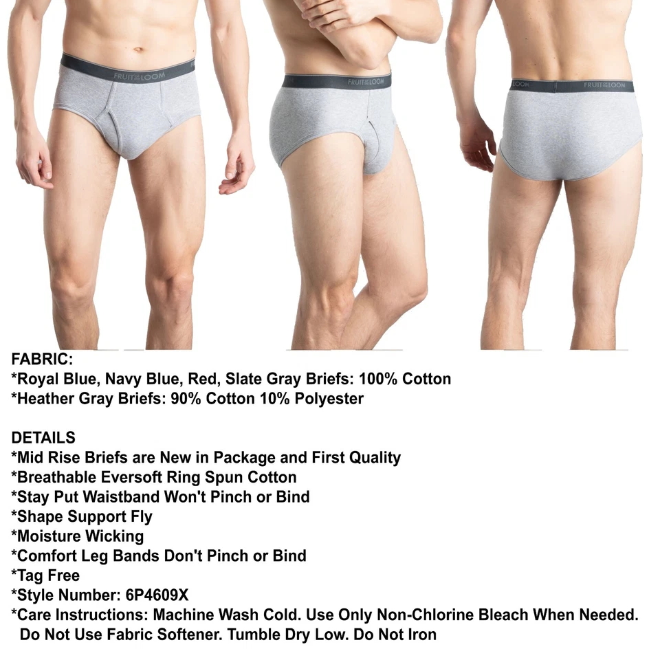 12 синих серых красных трусов 2XL 44-46 средней высоты Fruit of the Loom 2EG 112-117 см - Изображение 3 из 4
