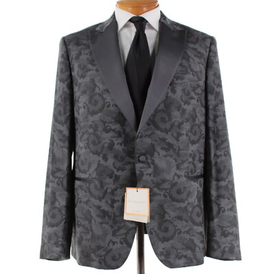 Pal Zileri Cerimonia NWT Wool Blend Dinner Jacket Size 56R 46R US In Gray Floral