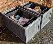 PLANTERS Recycling Bin Store x2 BinGarden Kerbside Storage Food Waste Box Garden