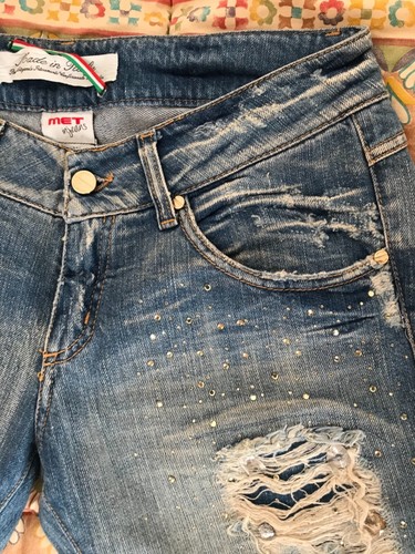 Jeans MET pantalone donna Swarovski denim | eBay
