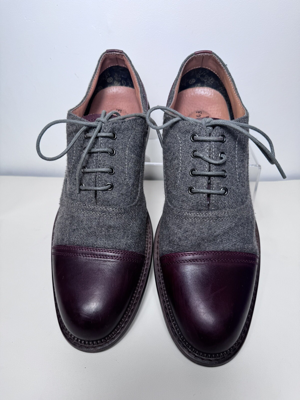 SAOLA Scarpe da uomo vintage fonderia taglia 10 Bailey Oxford in pelle e tessuto $349 prezzo al dettaglio al dettaglio di prezzo