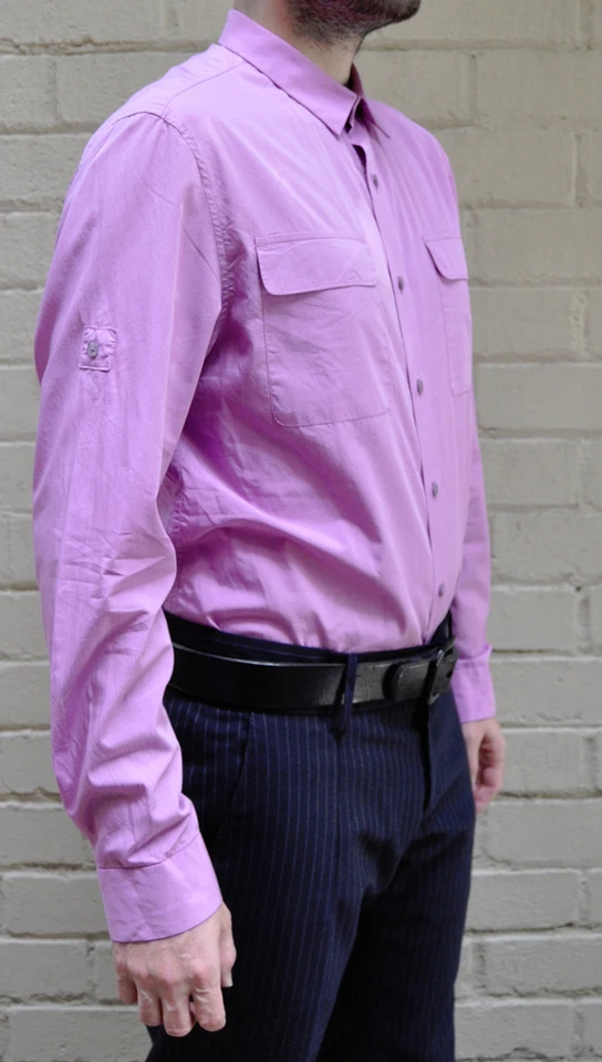 Elie Tahari Pink Stripe 2 Pocket LS Button Dress Shirt L - Image 3 of 4