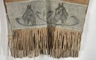 Vintage 70s Western Suede Leather Fringe Vest Tan Gray Horse Horseshoe — photo 3