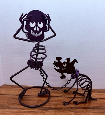 PartyLite Halloween Skeleton Mr. Bones & Dog Sticks Tea Lite Candle Holders