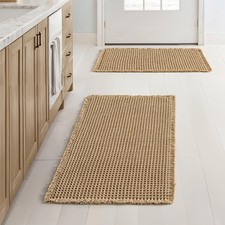 MIULEE Set of 2 Waffle Bathroom Rugs, Boho Bath Rugs Non 17''x24'', Brown