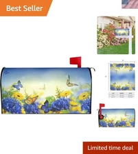 Whimsical Spring Flowers Mailbox Cover - Easy-Magnetic Fit 25.5x21 in