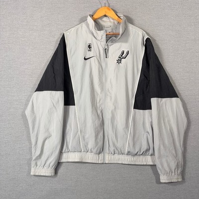 San Antonio Spurs Jacket Mens 2XL XXL Gray Black Nike Full Zip NBA Basketball