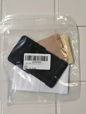 4 PACK 3 HOOK BRA EXTENDERS BLACK WHITE CREAM AND BEIGE