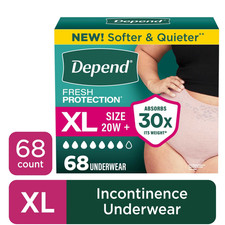 Depend Fresh Protection Incontinence Underwear Women XL 68 Ct Maximum Absorbency