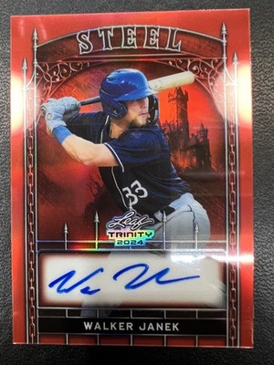 2024 Leaf Trinity #S-WJ1 Walker Janek Steel Autograph Prismatic Red #/5