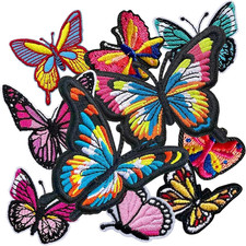 10 Pcs Butterfly Iron On/Sew on Patches, Embroidered Applique Patches, Clothes B