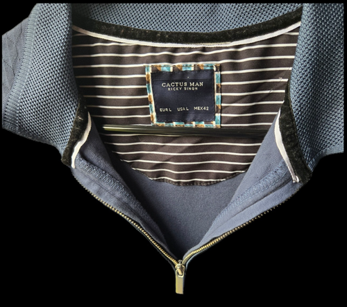 Cactus Man Ricky Singh Shirt Mens Dark Gray 1/4 Zipper Short Sleeves 100% Cotton - Picture 4 of 5