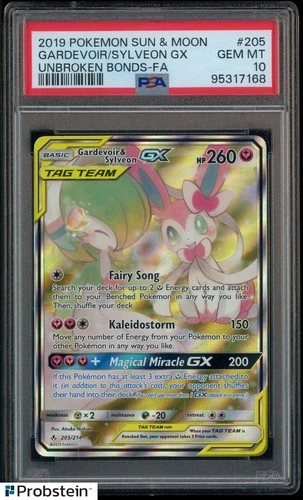 2019 Pokemon Sun & Moon Unbroken Bonds #205 Gardevoir & Sylveon GX PSA 10