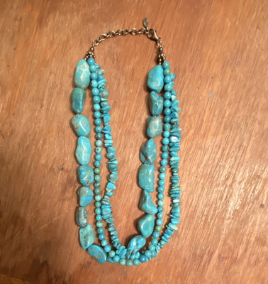 Vintage Barse Sterling Silver Triple-Strand Turquoise Statement Necklace