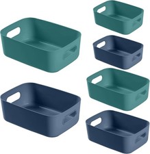 6-Pack Plastic Storage Bins Baskets of 3 Sizes Cabinet Organizer Pantry