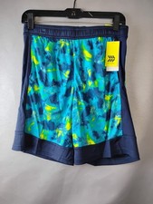 Boys Basketball Court Shorts L 12/14 Navy Blue Turquoise All In Motion NWT