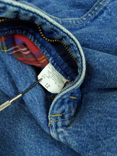 Vtg LL Bean Flannel Lined Jeans Women Size 12 High Rise Mom USA Made Medium Wash - Picture 2 of 8